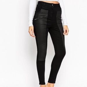 ASOS Black Leather Look Front Skinny Biker Pants
