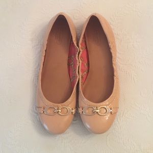 Nude coach ballet flats
