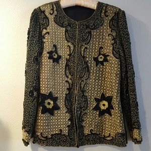 Stunning vintage black & gold embroidered jacket