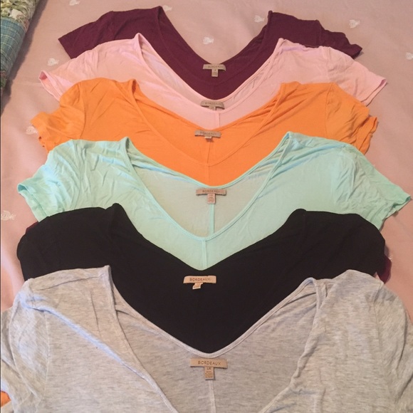 Bundle of 6 Anthropologie Bordeaux tees