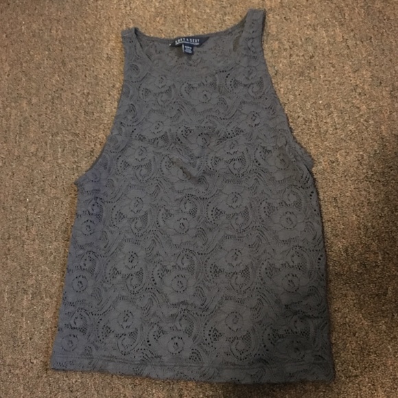 High neck AE crop top