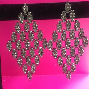 Black Diamond in Diamond Shaped Glam Earrings, NWT-Boutique