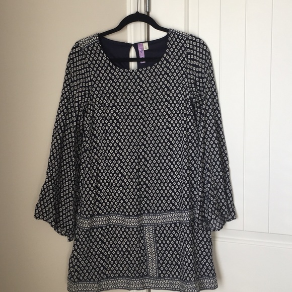 Navy patterned shift dress
