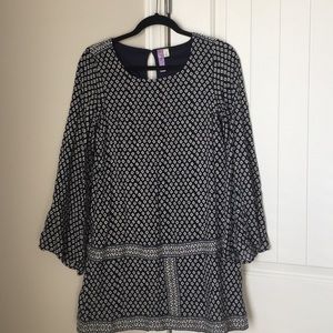 Navy patterned shift dress
