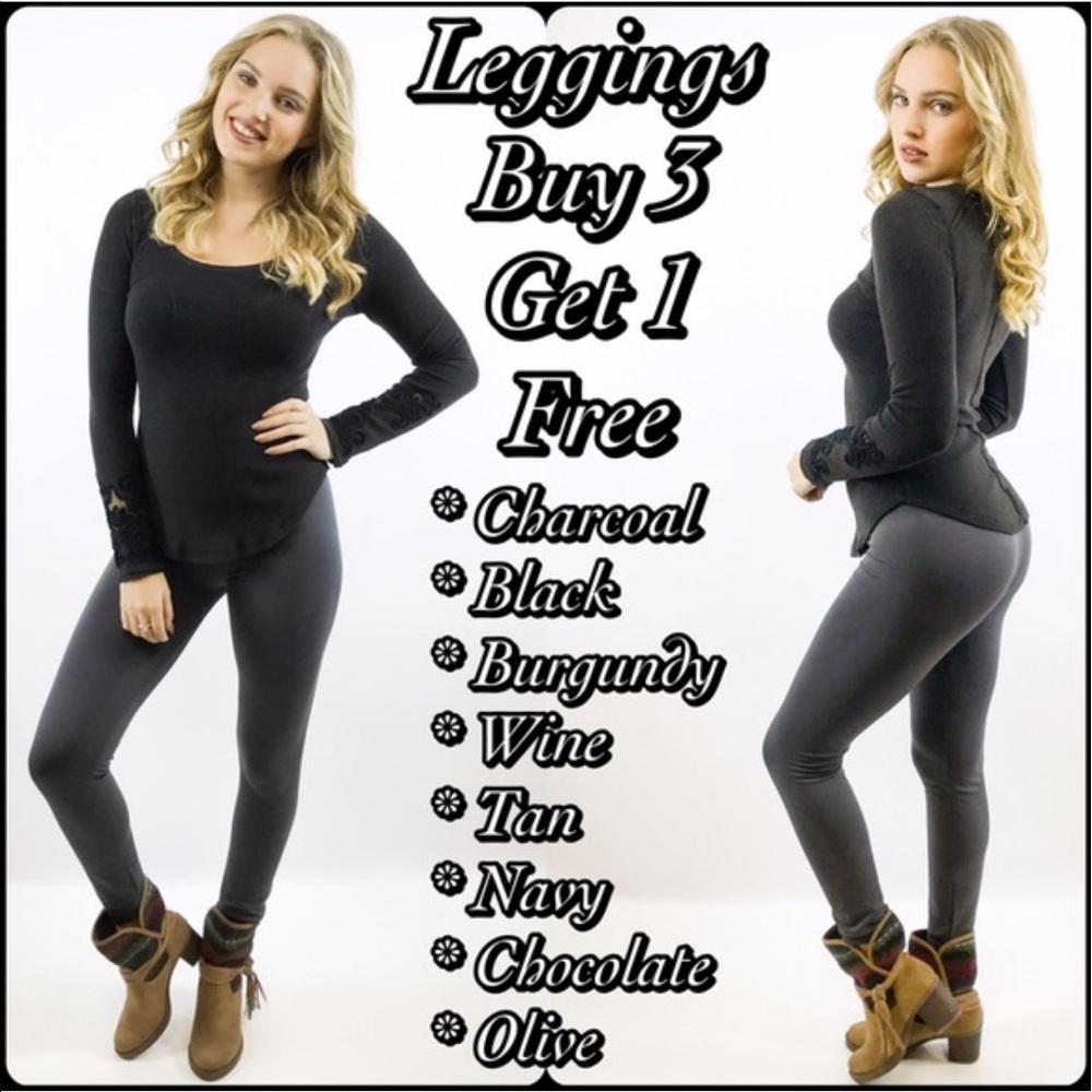 Burgundy Fleece Lined Soft Full Length Leggings - Picture 5 of 5