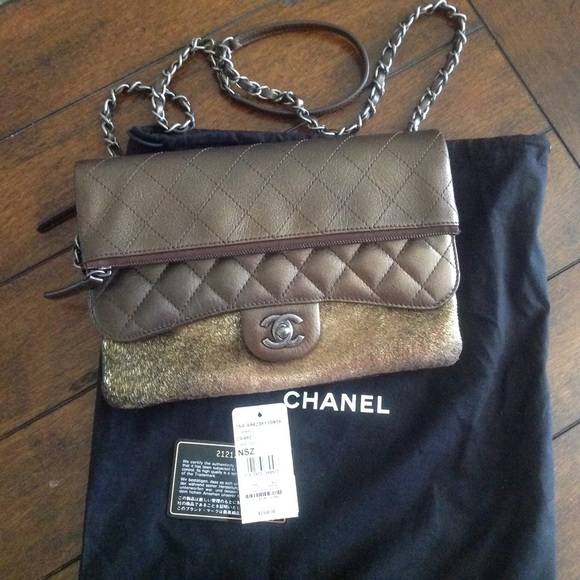New Authentic Chanel flap bag. Dark Gold - Picture 1 of 4