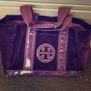 Tory Burch velvet Purple Tote