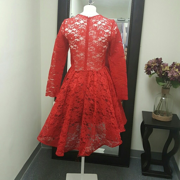 Allen Schwartz Lace Asymmetrical Fit, Flare Dress. - Picture 3 of 4