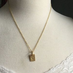 Dainty C initial gold plated necklace