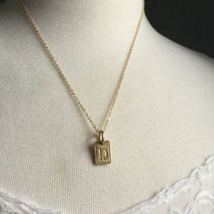 Dainty N initial gold plated chain and necklace