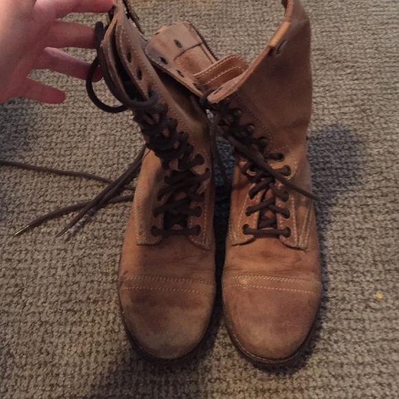 Tan combat boots