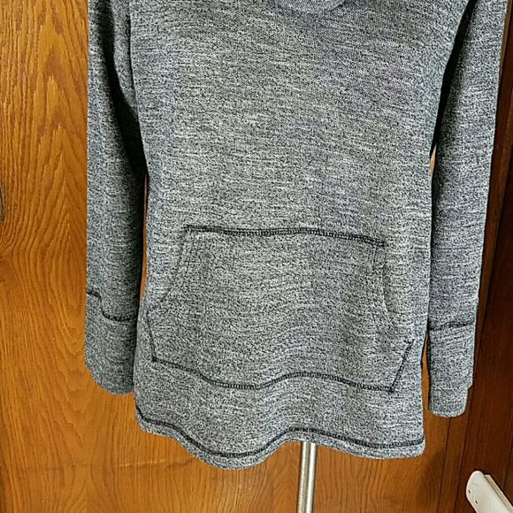 Heather Black Gray Cowl Neck Pocket Sweater PM - Picture 2 of 4