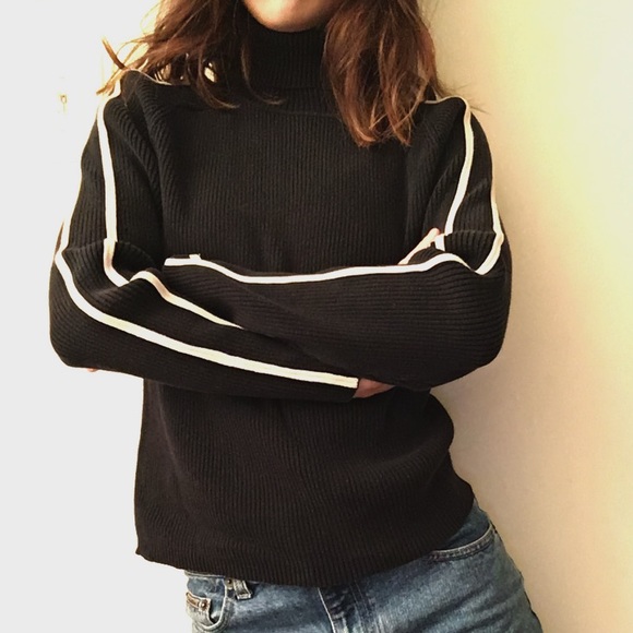 Urban Outfitters Sweaters - Vintage Black w/ White Stripe Turtleneck