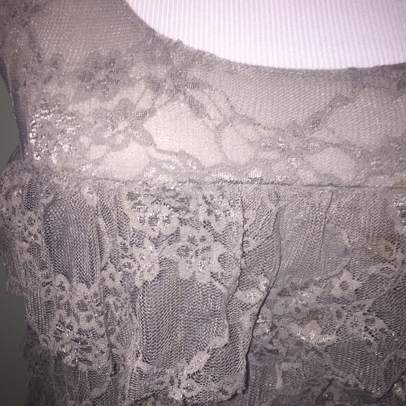 EUC Sz SP INC gray lace ruffle party dress - Picture 2 of 4