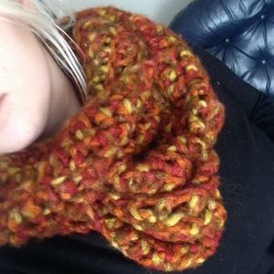 Orange Knitted Infinity Scarf