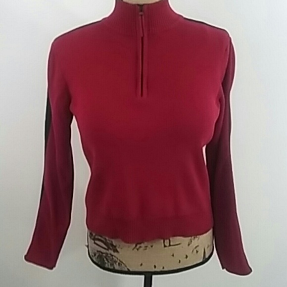 Lauren Ralph Lauren Red 1/4 Zip Pullover Sweater L