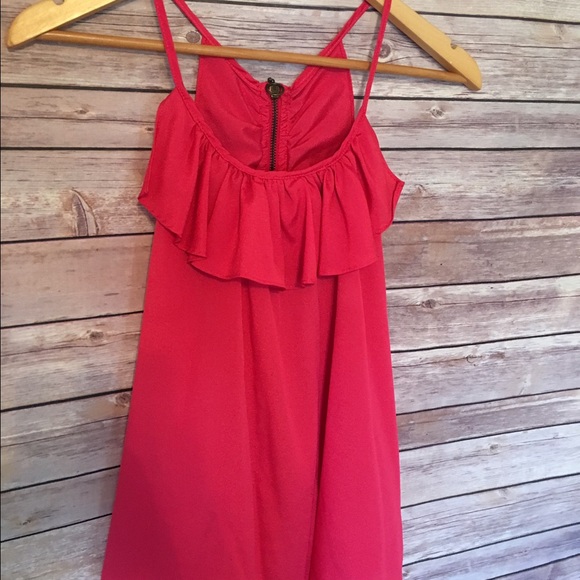 Charlotte Russe Tank Top- Pink/Coral Ruffle Size M