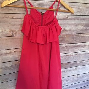 Charlotte Russe Tank Top- Pink/Coral Ruffle Size M
