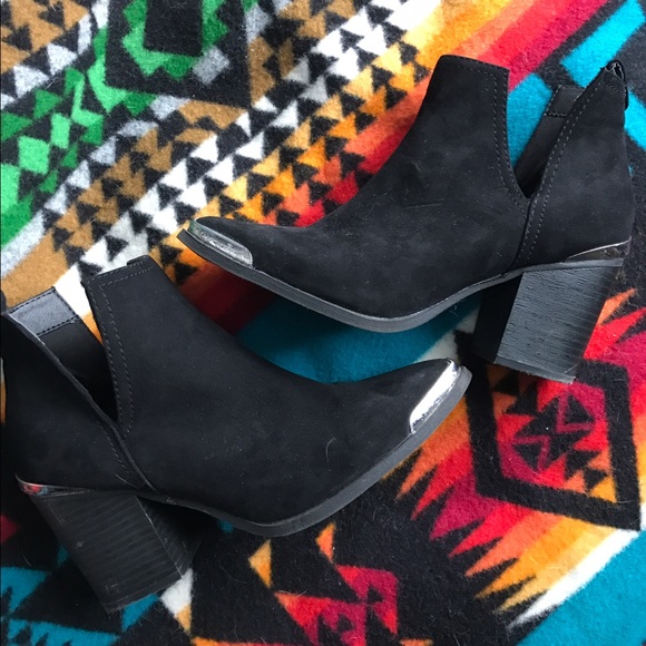Black suede booties