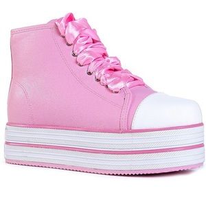 YRU Pink Converse Style Platform Sneakers