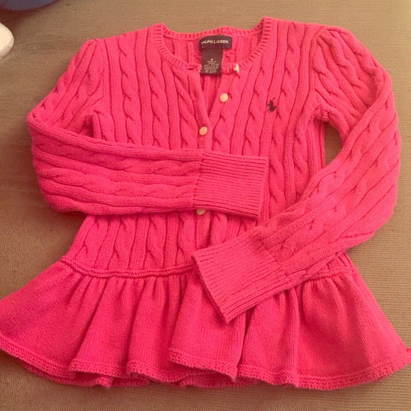 Ralph Laurent cable neat pink cardigan