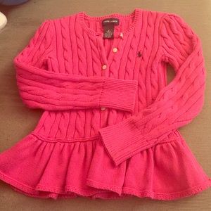 Ralph Laurent cable neat pink cardigan
