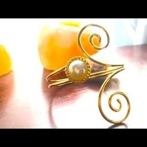 Gold Pearl Swirl Bracelet Cuff