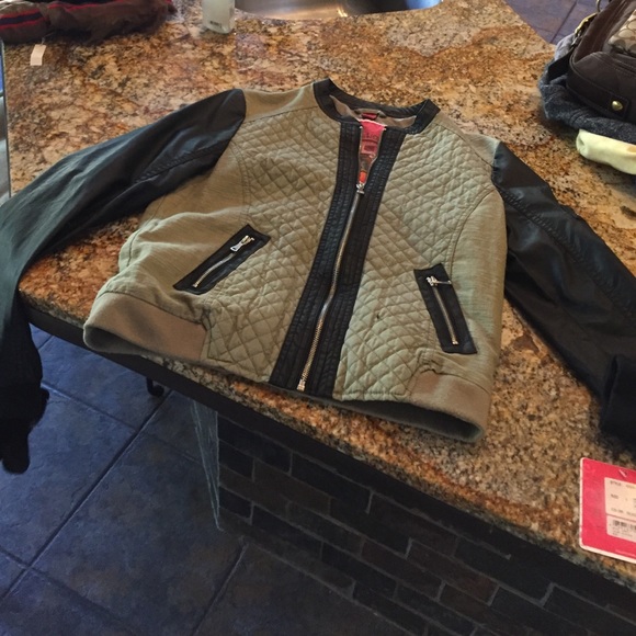 Leather and patchwork Nordstrom bomber jacket