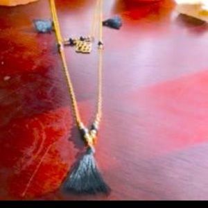 Black and Gold tassel necklace