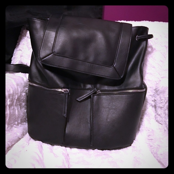 black leather back pack
