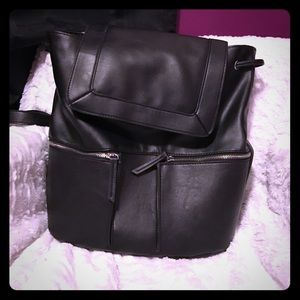 black leather back pack