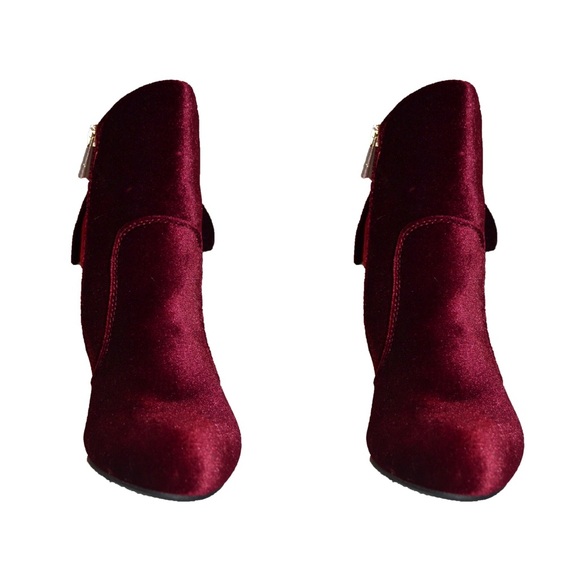 Burgundy Velvet Booties - Picture 3 of 4