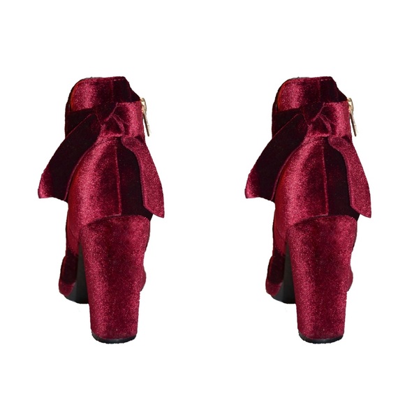 Burgundy Velvet Booties - Picture 4 of 4