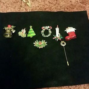 Lot of Vintage Christmas Pins