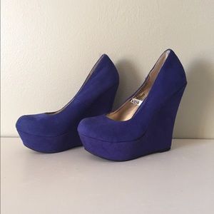 Blue Suede Wedges
