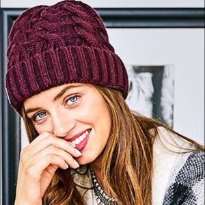 Soia & Kyo Cable Knit Beanie in Merlot