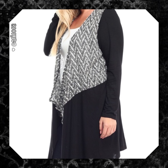 2 LEFT🆕🅿️5⭐️Plus Size Black Zig Zag Cardigan - Picture 2 of 4