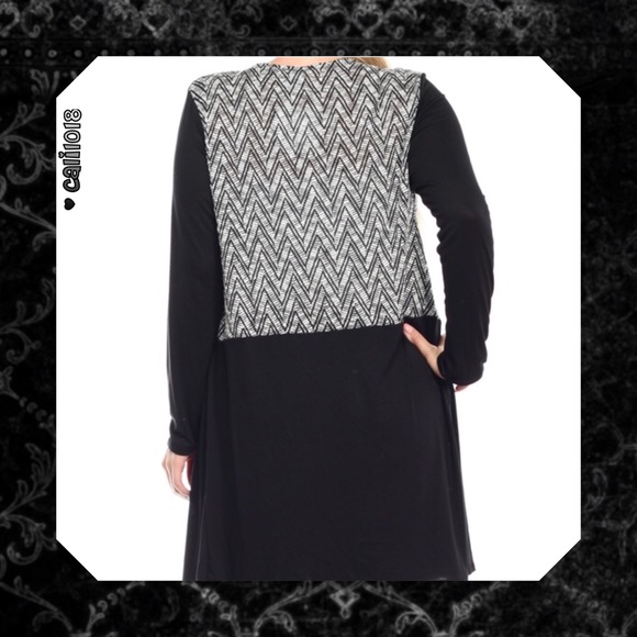 2 LEFT🆕🅿️5⭐️Plus Size Black Zig Zag Cardigan - Picture 3 of 4