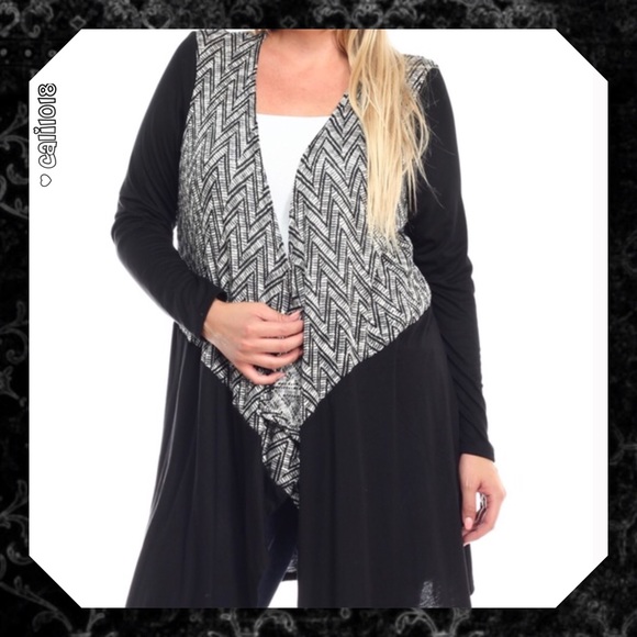 2 LEFT🆕🅿️5⭐️Plus Size Black Zig Zag Cardigan - Picture 4 of 4