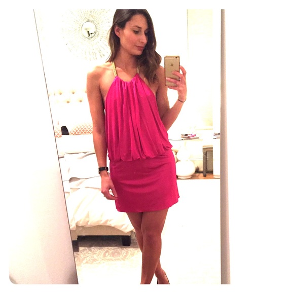 Jay Ahr Hot Pink Mini Dress