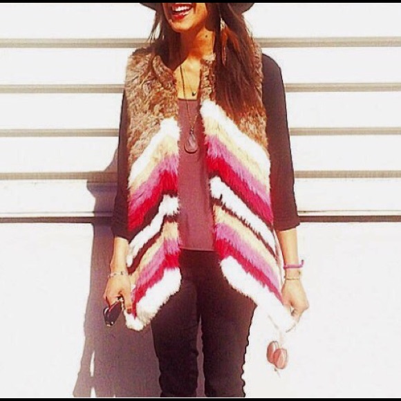 Elizabeth and James Chevron Fur Vest