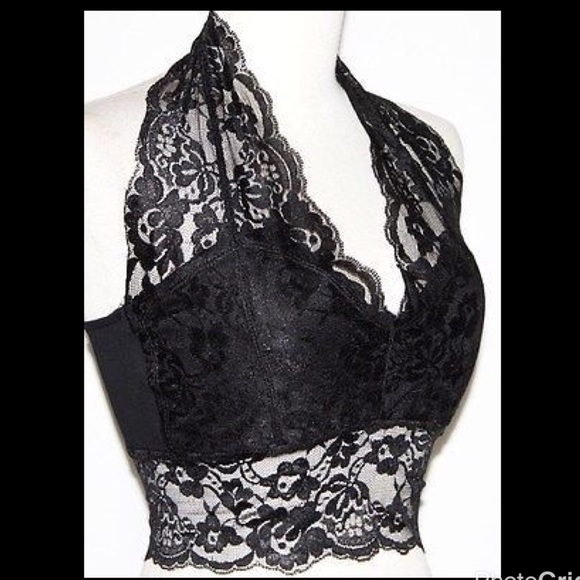Charlotte Russe Other - Charlotte Russe Black Lace Halter Bra