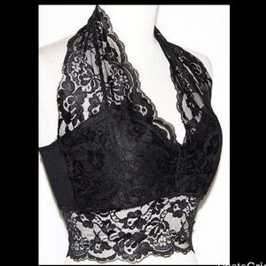 Charlotte Russe Black Lace Halter Bra
