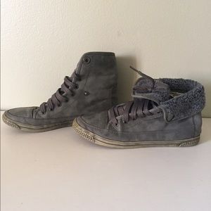 Gray hightop sneakers