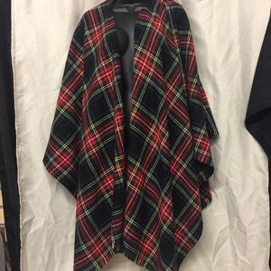 Plaid Cape scarf schawl one size