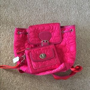 Hot pink coach bag with wallet