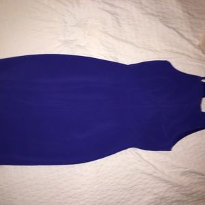 Cobalt blue midi pencil dress.
