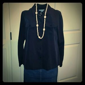 Indigo button down blouse