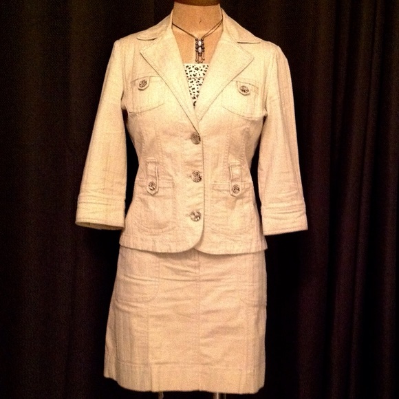 White House Black Market Dresses & Skirts - White House Black Market Khaki Skirt Suit