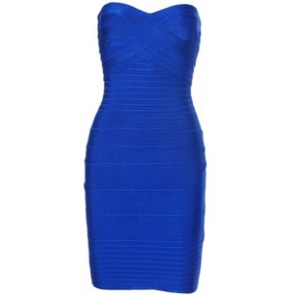 Blue bandage bandeau dress